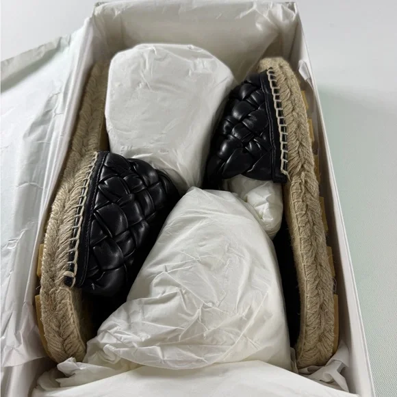 Bottega Veneta Women Jack Flat Sandal Nappa Weaving Foulard Black Sandal - Picture 8 of 10